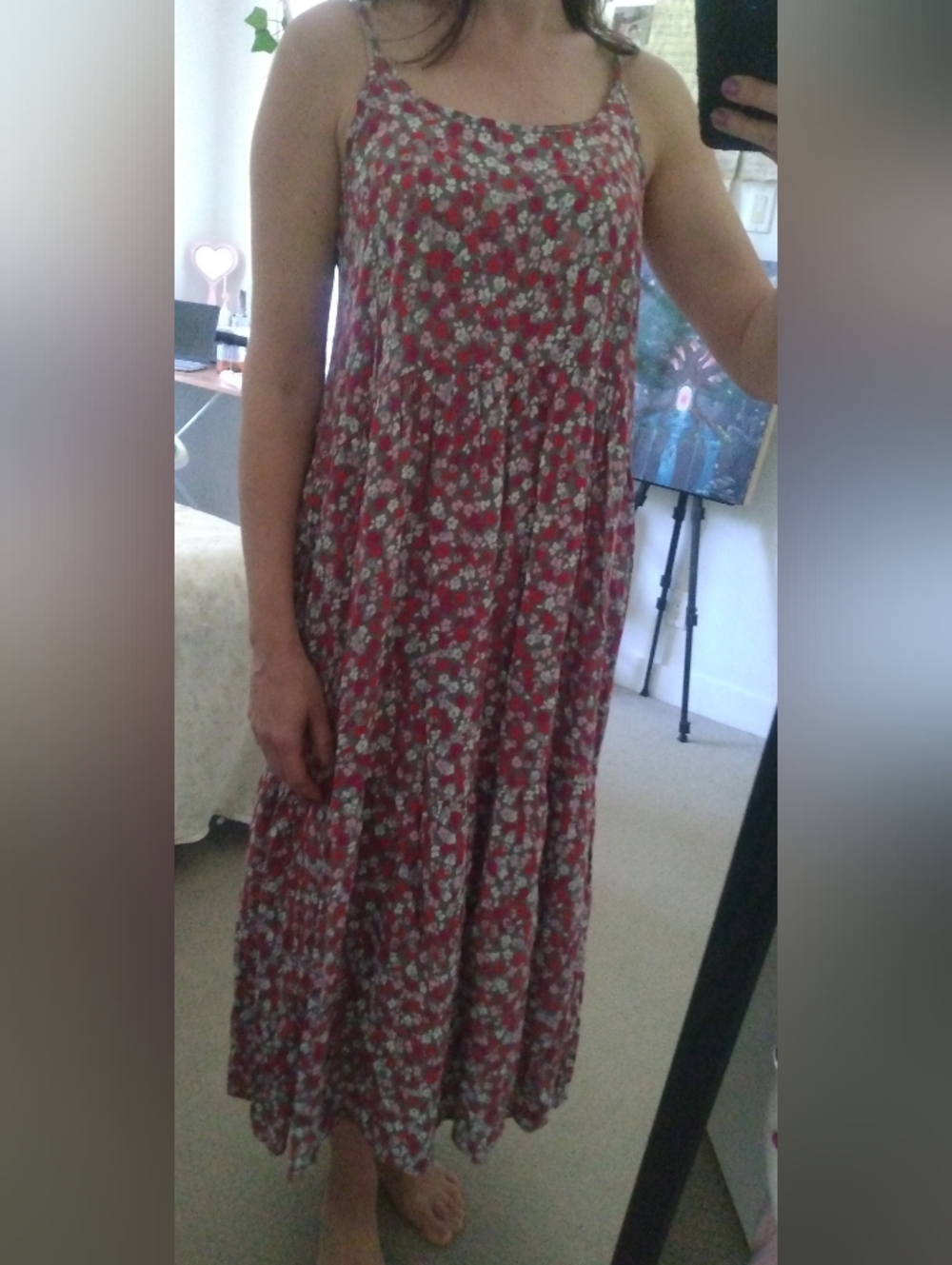 Dkny Red and Gray Maxi Dress